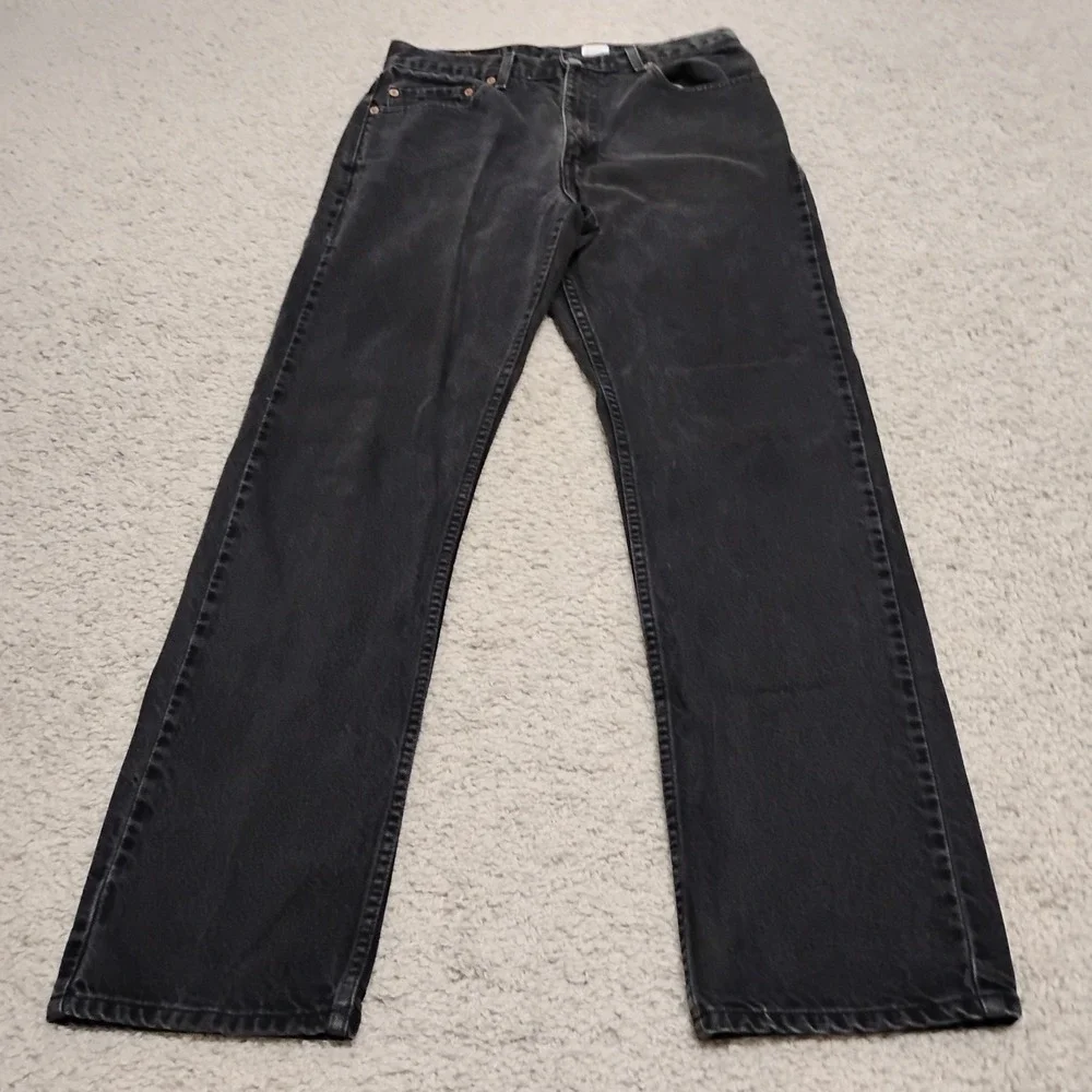Vtg Levi's 505 Jeans Mens 33x32 Black Regular Straight Y2K Batwing Grunge 00s